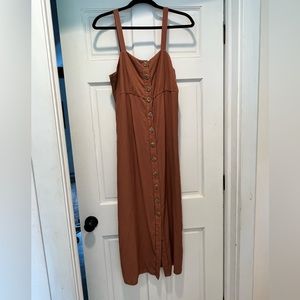 MIDI burnt orange button down dress